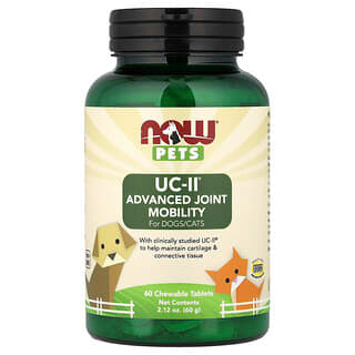 NOW Foods, Pets, UC-II® Collagen Advanced Joint Mobility, For Dogs/Cats, 60 Chewable Tablets, 2.12 oz (60 g)