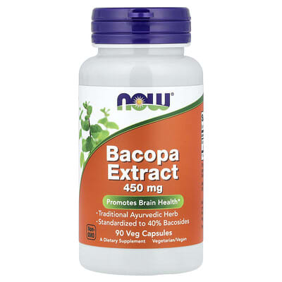NOW Foods, Bacopa Extract, 450 mg, 90 Veg Capsules