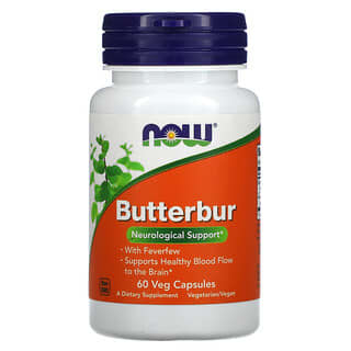 NOW Foods, Butterbur, 60 растительных капсул
