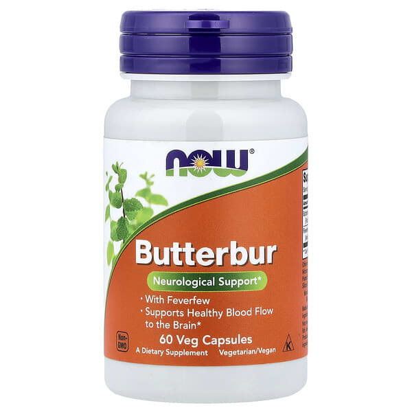 NOW Foods Butterbur With Feverfew, 60 Veg Capsules