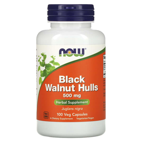 NOW Foods, Black Walnut Hulls, 500 mg, 100 Veg Capsules