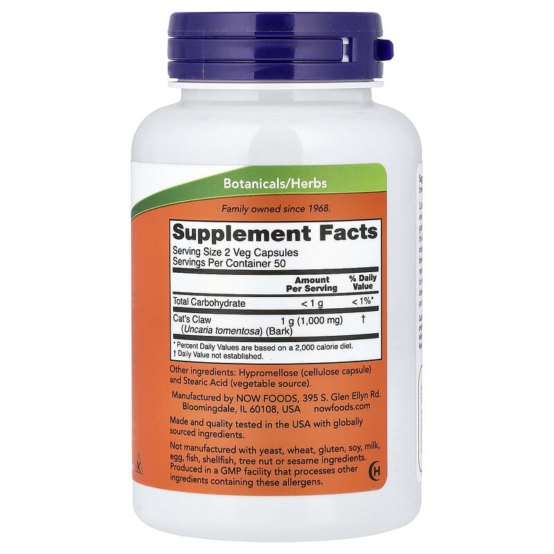Uña de gato, 500 mg, 100 cápsulas vegetales