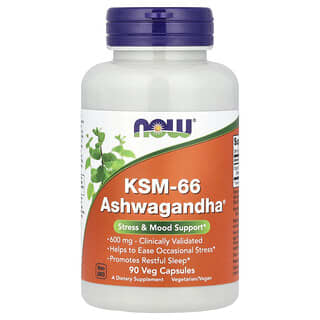 NOW Foods, Ashwagandha® KSM-66, 600 mg, 90 capsules végétales