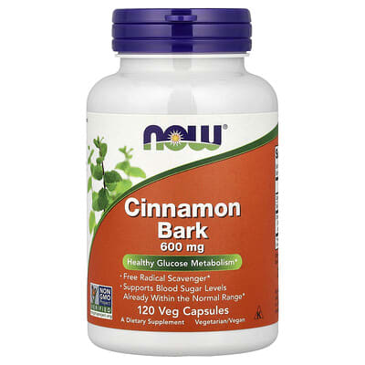NOW Foods, Cinnamon Bark, 120 Vegetarian Capsules (0.6 g per capsule)