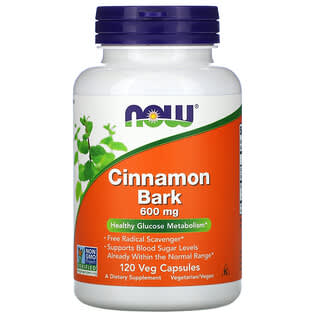 NOW Foods, Cinnamon Bark, 600 mg, 120 Veg Capsules