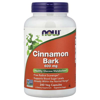 NOW Foods, Cinnamon Bark, 600 mg, 240 Vegetarian Capsules