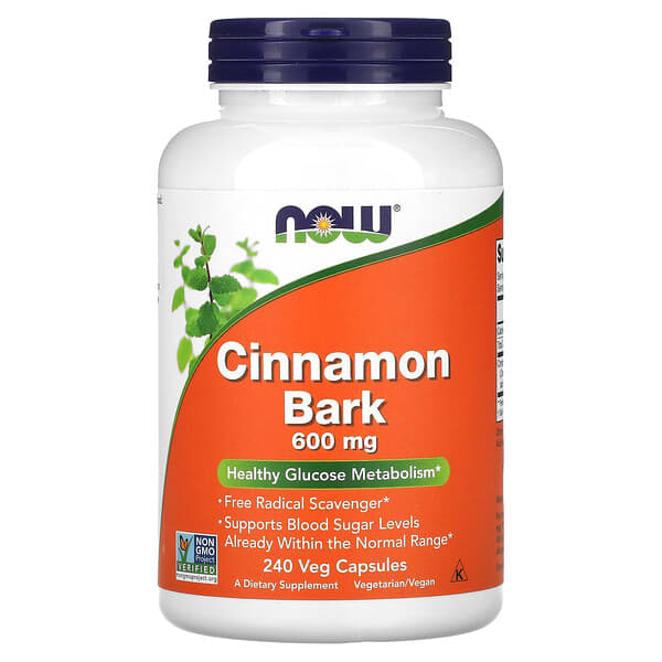 NOW Foods, Cinnamon Bark, 600 mg, 240 Veg Capsules