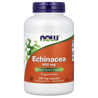 NOW Foods, Echinacea, 250 Vegetarian Capsules (400 mg per capsule)