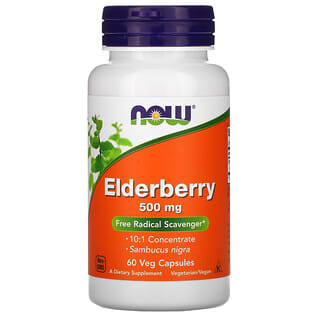NOW Foods, Elderberry, 500 mg, 60 Veg Capsules