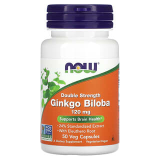 Now Foods, Ginkgo biloba, Dosagem Dupla, 120 mg, 50 Cápsulas Vegetais