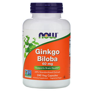 NOW Foods, Ginkgo Biloba, 60 mg, 240 Cápsulas Vegetais