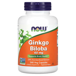 NOW Foods, Ginkgo biloba, 60 mg, 240 cápsulas vegetales