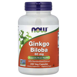 NOW Foods, Ginkgo Biloba, 60 mg, 240 kapsułek roślinnych