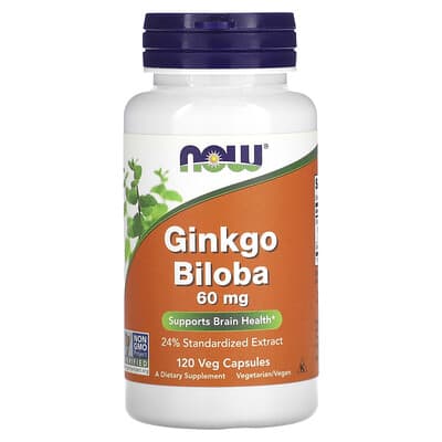 NOW Foods, Ginkgo Biloba, 60 mg, 120 Vegetarian Capsules