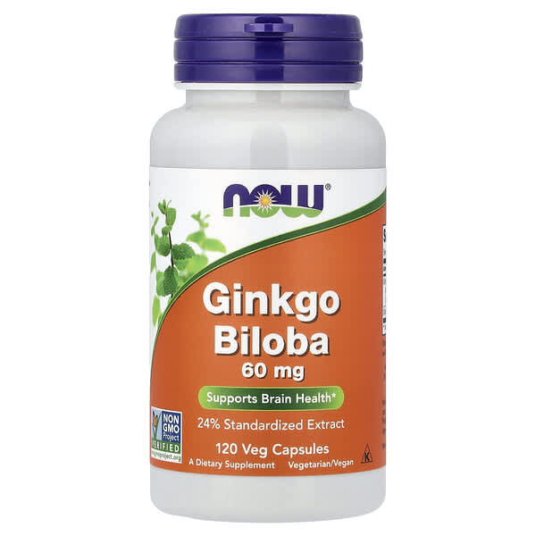 NOW Foods, 징코 빌로바, 60mg, 베지 캡슐 120정