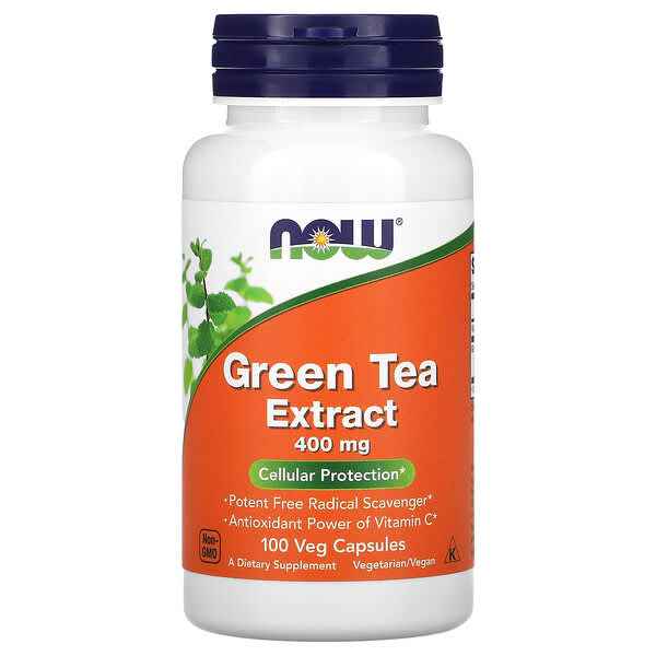 NOW Foods, екстракт зеленого чаю, 400 мг, 100 вегетаріанських капсул