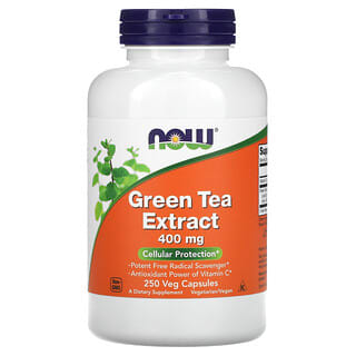 NOW Foods, خلاصة الشاي الأخضر، 400 ملجم، 250 كبسولة نباتية
