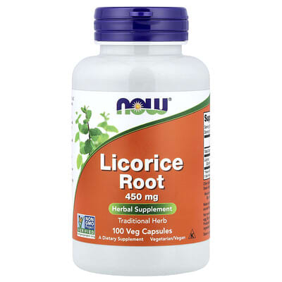 NOW Foods, Licorice Root, 450 mg, 100 Vegetarian Capsules (225 mg per capsule)