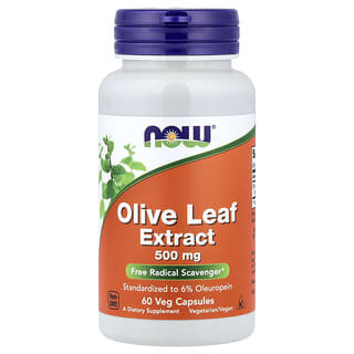 NOW Foods, Olive Leaf Extract, 500 mg, 60 Veg Capsules