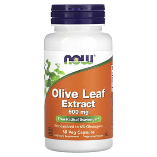 NOW Foods, Olive Leaf Extract, 500 mg, 60 Veg Capsules