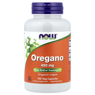 NOW Foods, Orégano, 450 mg, 100 cápsulas vegetales