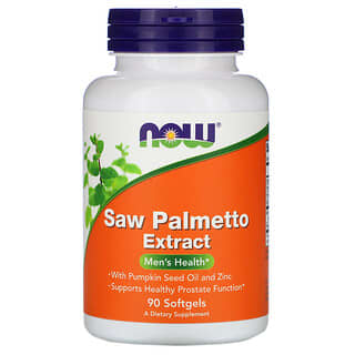 NOW Foods, Extrato de Saw Palmetto com Óleo de Semente de Abóbora e Zinco, 160 mg, 90 Cápsulas Softgel
