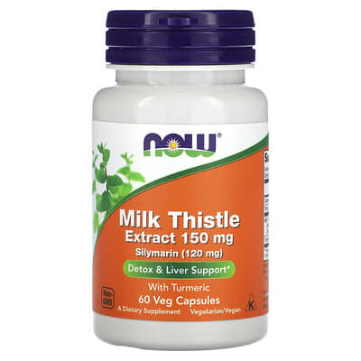 NOW Foods, Milk Thistle Extract with Turmeric, 150 mg, 60 Vegetarian Capsules