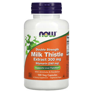 NOW Foods, Milk Thistle, Double Strength, 300 mg, 100 Veg Capsules