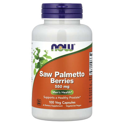NOW Foods, Saw Palmetto Vegetarian Capsules, 550 mg, 100 Capsules