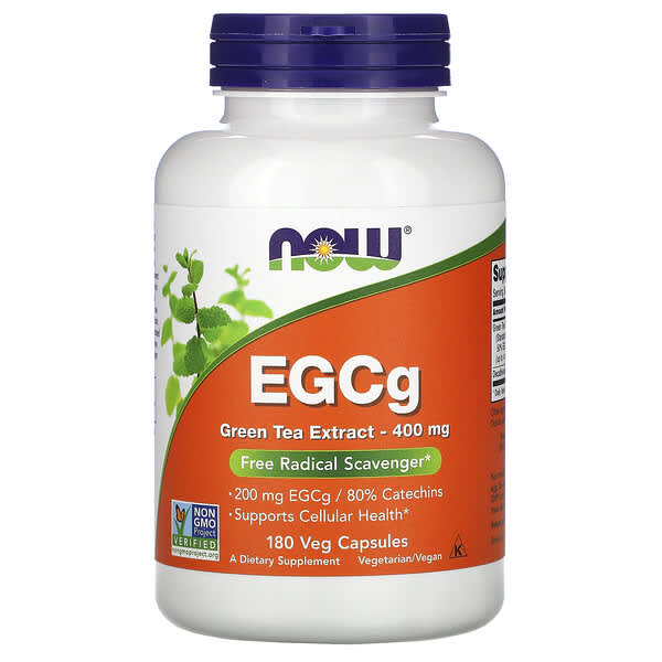 Now Foods, EGCg、緑茶エキス、400 mg、180野菜カプセル