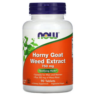 Now Foods‏, תמצית אפימדיום (Horny Goat Weed), 750 מ"ג, 90 טבליות
