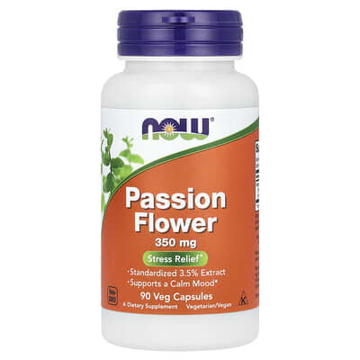 NOW Foods, Pink Passionflower, 350 mg, 90 Vegetarian Capsules