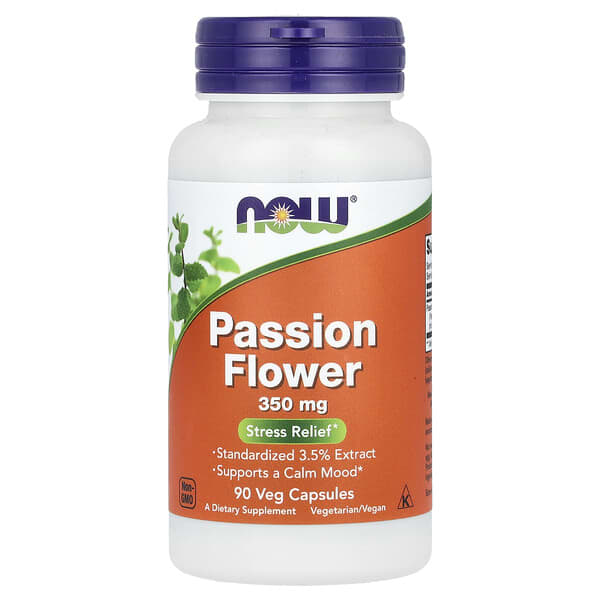 NOW Foods Passion Flower, 350 mg, 90 Veg Capsules