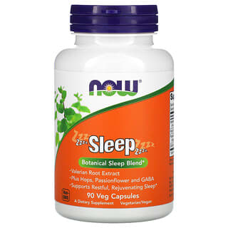 NOW Foods, Sleep, Botanical Sleep Blend, botanische Mischung für besseren Schlaf, 90 pflanzliche Kapseln