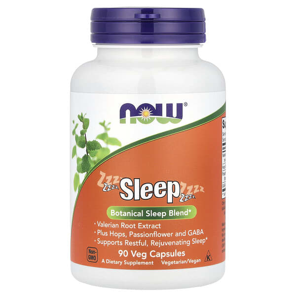 NOW Foods, 睡眠，植物性睡眠混合配方，90 粒素食膠囊