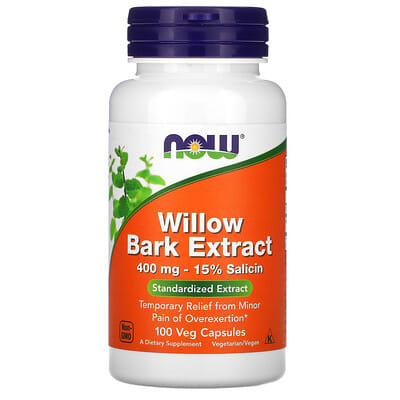 NOW Foods, Willow Bark, 100 Vegetarian Capsules (400 mg per capsule)