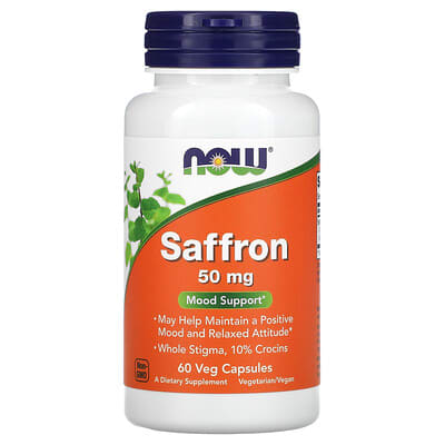 NOW Foods, Saffron, Mood Support, 50 mg, 60 Vegetarian Capsules