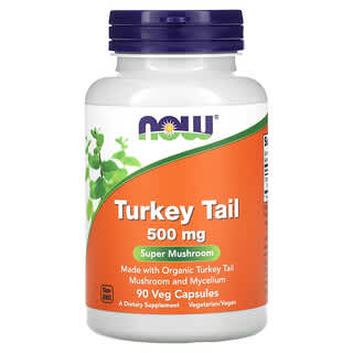 NOW Foods, Turkey Tail, 500 mg, 90 Cápsulas Vegetais (250 mg por Cápsula)