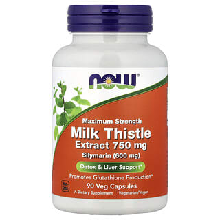 NOW Foods, Milk Thistle Extract, Maximum Strength, 750 mg, 90 Veg Capsules