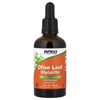 NOW Foods, Olive Leaf Glycerin, Ethanol-Free, 2 fl oz (59 ml)