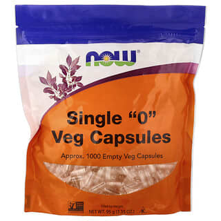 NOW Foods, Single "0" Veg Capsules, Approx. 1,000 Empty Veg Capsules, 3.35 oz (95 g)