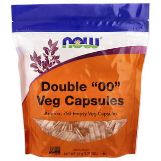 NOW Foods, Double "00" Veg Capsules, Approx. 750 Empty Veg Capsules, 3.21 oz (91 g)