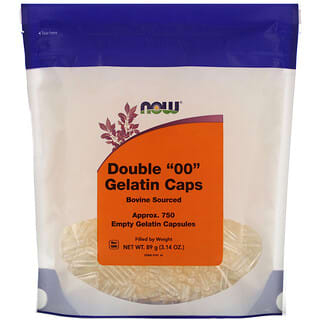 NOW Foods, Cápsulas de gelatina doble “00”, aprox. 750 cápsulas de gelatina vacías