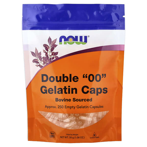 NOW Foods, 더블 "00" 젤라틴 캡슐, 빈 젤라틴 캡슐 약 250개, 30g(1.06oz)