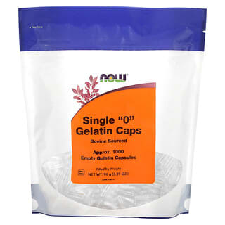 NOW Foods, Single "0" Gelatin Caps, Approx. 1,000 Empty Gelatin Capsules, 3.39 oz (96 g)