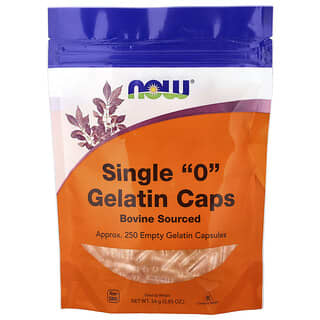 NOW Foods, 싱글 "0" 젤라틴 캡슐, 빈 젤라틴 캡슐 약 250개, 24g(0.85oz)