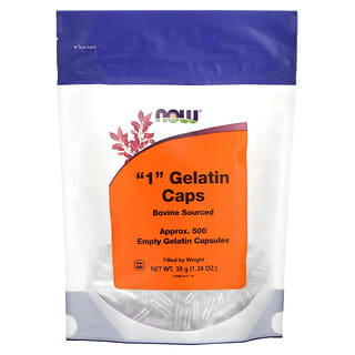 NOW Foods, Cápsulas de Gelatina "1", Aprox. 500 Cápsulas de Gelatina Vazias