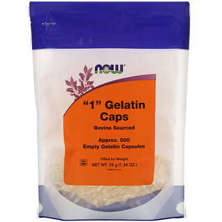 NOW Foods, Cápsulas de gelatina de “1”, aprox. 500 cápsulas de gelatina vacías