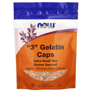 NOW Foods, "3" Gelatin Caps, Extra Small Size, Approx. 1,000 Empty Gelatin Capsules, 1.69 oz (48 g)