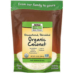 NOW Foods, Real Food, органический кокос, неподслащенный, измельченный, 284 г (10 унций)